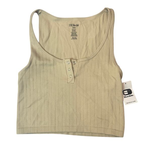 Buckle Tops - NWT Buckle XS BKE Womens Peyote Seamless Scoop Neck Sleeves Beige Crop Top New